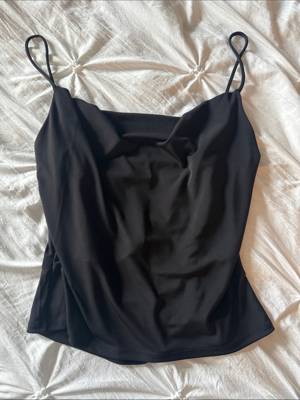 NWT H&M Black Satin Cowl Neck Camisole - Open Back